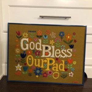 Vintage God Bless Our Pad Wall Hanging